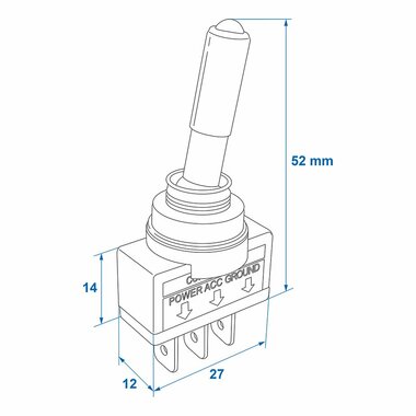 Interrupteur a bascule LED bleu 12V-max. 20A