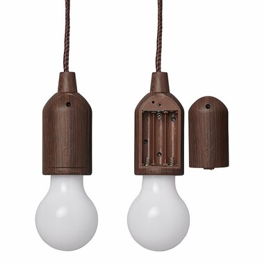 Lampe retro motif bois avec cordon 90cm