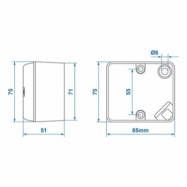 Feu antibrouillard arriere 75x85mm