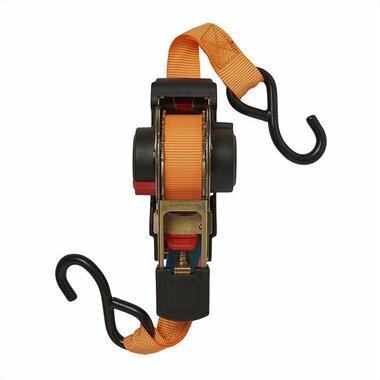 Sangle d'arrimage a cliquet + 2 crochets 350cm 320kg enroulement automatique