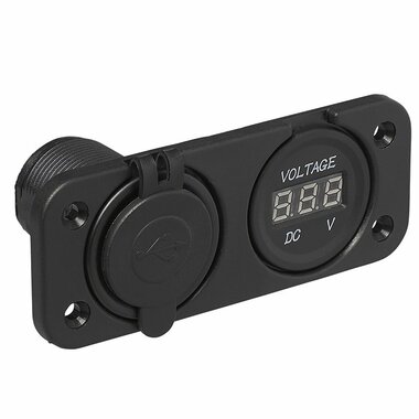 Kit d'encastrement : voltmetre 6-30V + port USB double type A 2x2100mA
