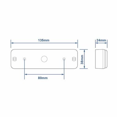 Feu arriere 12/24V 3 fonctions 135x38mm LED avec support noir