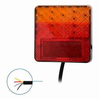 Feu arriere 12/24V 4 fonctions 100x100mm LED