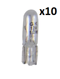 Ampoule voiture 12V 1,2W T5 W2x4,6d  x10 piece