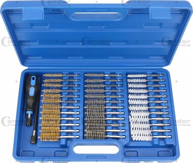 Jeu de brosses d'alesage 38 pieces acier/nylon/laiton diametre 8-19 mm