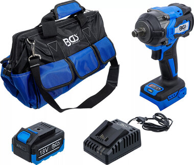 Jeu de cle a choc sur batterie sans balais  550 Nm 18 V avec batterie et chargeur rapide