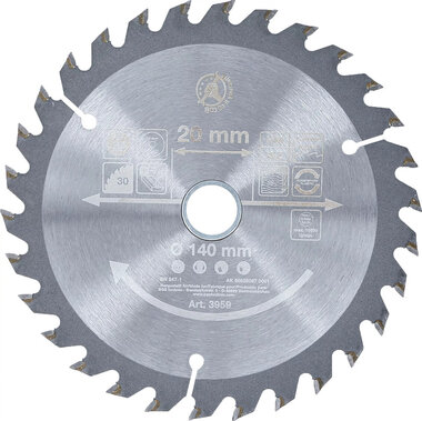 Lame de scie circulaire en metal dur diametre 140 x 20 x 2,3 mm 30 dents