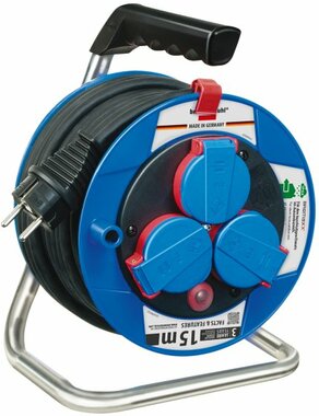 Garant Kompakt IP44 tambour de cable 15m N05V3V3-F 3G1,5 avec thermostat et protection accrue contre les contacts