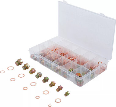 Vis de bouchon de vidange d'huile de 534 pièces et assortiment de joint torique en cuivre