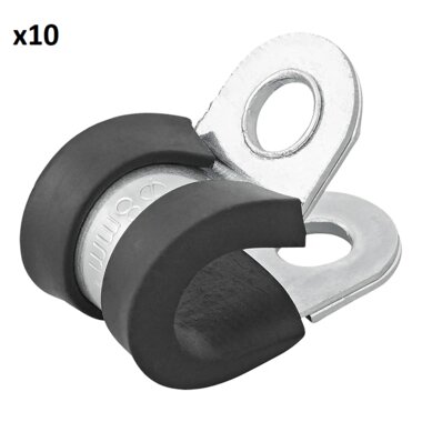 Collier fixation cable 8 mm avec protection en caoutchouc x10 pieces