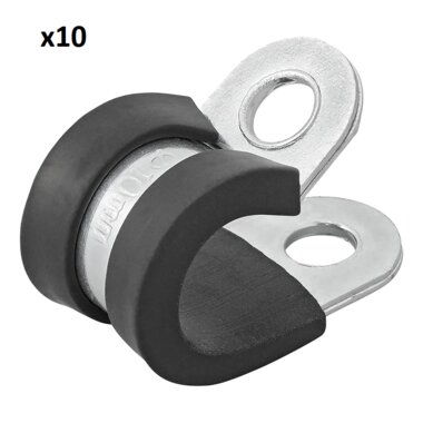 Collier fixation cable 10 mm avec protection en caoutchouc x10 pieces