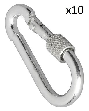 Mousqueton en metal 5x50mm avec fermeture a vis x10 pieces