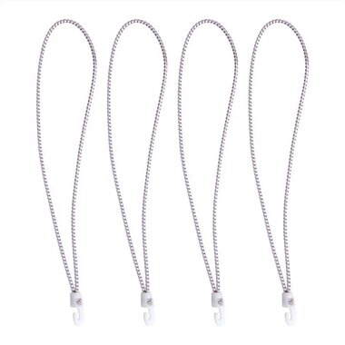 Attache-voile avec crochets en nylon, 4 pieces dans un sac, 35 cm, blanc