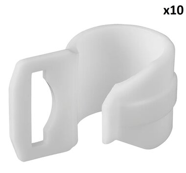 Clip de tente pour mat de tente 20-25mm avec fente blanc x10 pieces