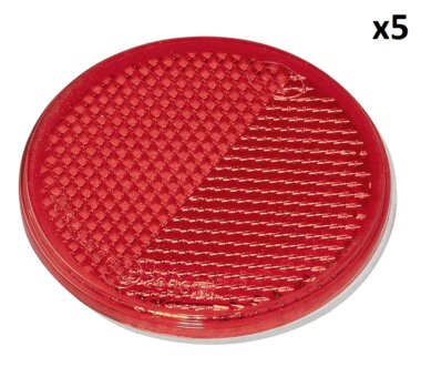 Reflecteur rouge 60mm autocollant x5 pieces