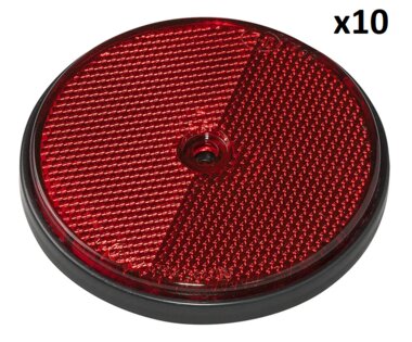 Reflecteur rouge 80mm montage a vis x10 pieces