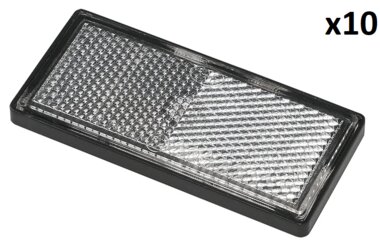 Reflecteur blanc 85x39mm autocollant avec plaque de base x10 pieces