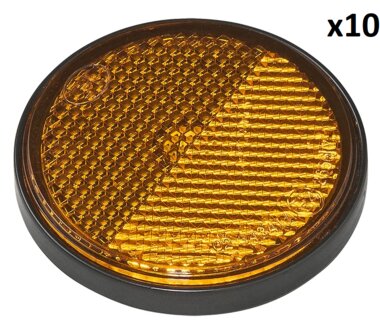 Reflecteur orange 58 mm autocollant avec plaque de base x10 pieces