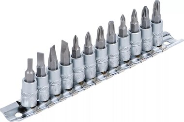 Jeu de douilles a embouts (1/4) fente, cruciforme PH / PZ 12 pieces