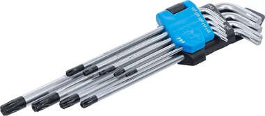 Jeu de cles allen extra longues Profil T (pour Torx) avec perçage T10 - T50 9 pieces