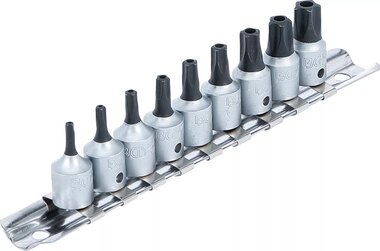 Jeu de douilles a embouts 6,3 mm (1/4) Profil T (pour Torx Plus) 9 pieces