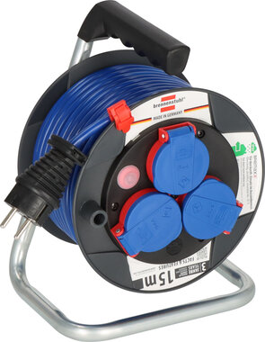 Enrouleur de cable 15 m IP44 AT-N05V3V3-F 3G1,5 bleu