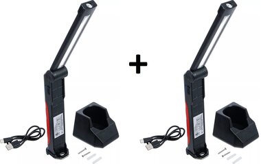 Baladeuse pliable a accu COB-LED 6,5 We avec station de recharge x2 pieces