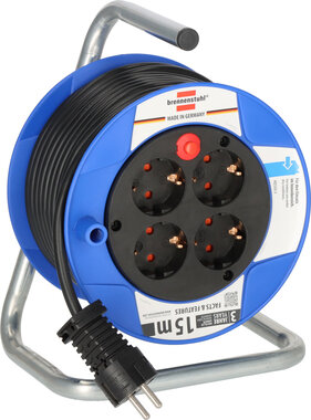 Enrouleur de cable noir 15 m H05VV-F 3G1,5