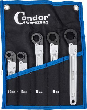 Jeu de cles mixtes a cliquet 10–22 mm, 5 pieces