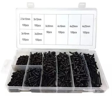 Assortiment de vis acier zinque noir 750 pcs