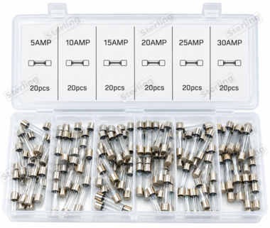 Sterling Assortiment de fusibles en verre a fusion rapide 5 Amp- 30 Amp 120 Pcs