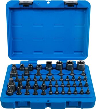 Jeu d’embouts et de douilles Profil E/T (pour Torx)/Profil T (pour Torx) avec perçage/Profil TP (pour Torx Plus) 52 pieces