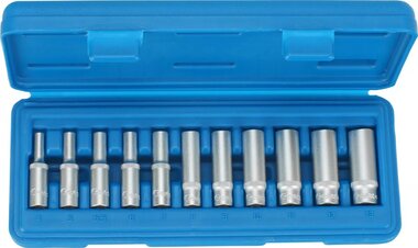 Jeu de douilles longues 11 pieces 1/4 hexagonales 4-13 mm