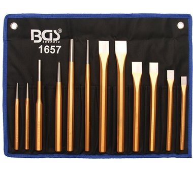 Jeu de chasse-goupilles, burins, pointeaux12 pieces