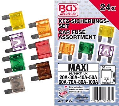 Assortiment de fusibles auto maxi 24 pieces