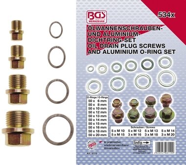 Assortiment de bouchons de vidange et joints alu 534 pieces