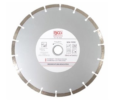 Disque de coupe diamantee, coupe seche, segmentee, 230 mm