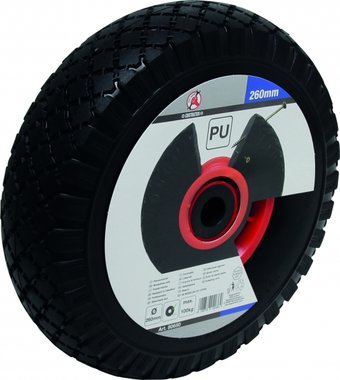 Roue PU pour Truck Hand / Wagon, rouge / noir, 260 mm