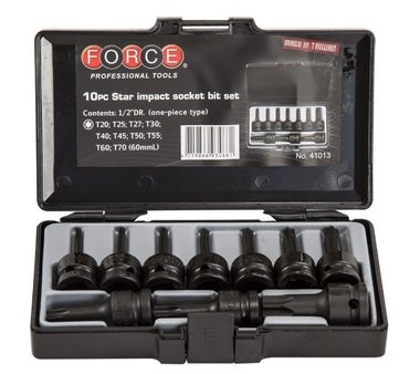 Coffret de 10 douilles a choc tournevis Torx 1/2