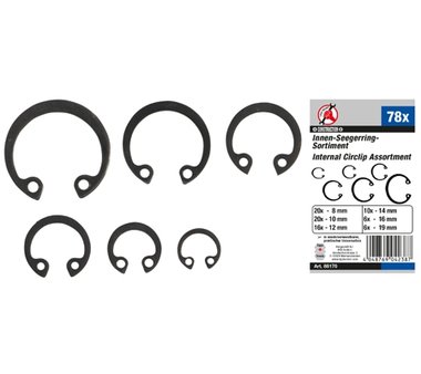 Assortiment de circlips interne 8 - 19 mm 78 pcs.